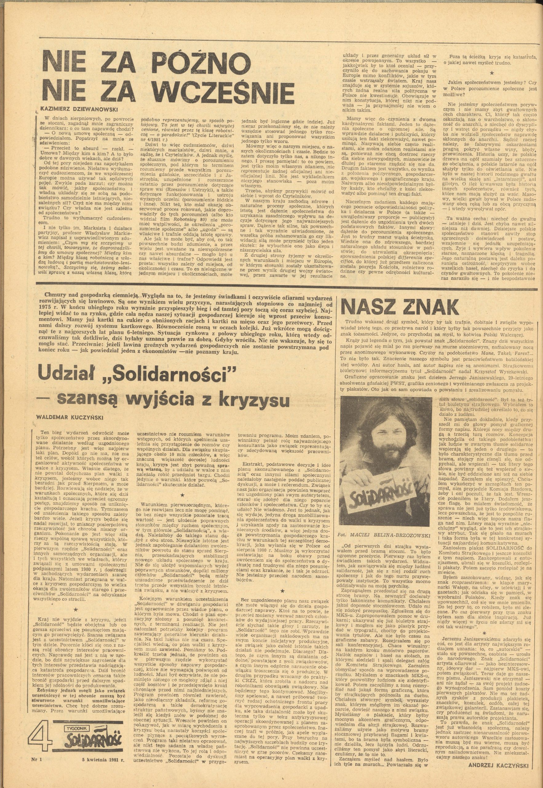 Tygodnik Solidarność, Nr. 1, 5.04.1981, str. 4